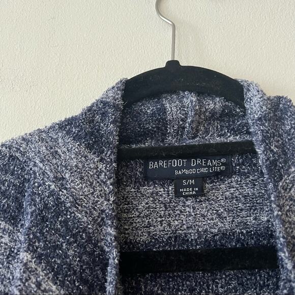 Barefoot Dreams CozyChic Lite Calypso Blue Striped Wrap Cardigan - Picture 5 of 7